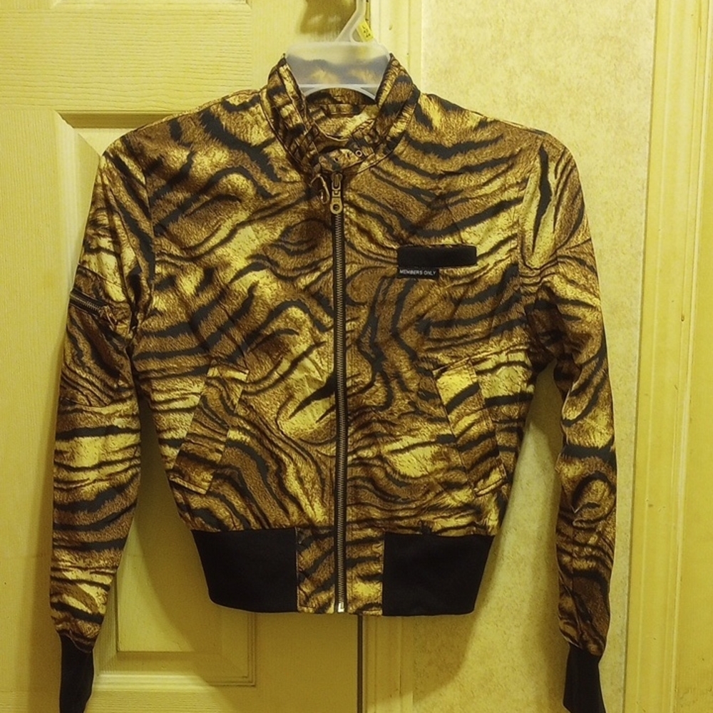 Members Only Tiger Print Jacket - Black and Gold